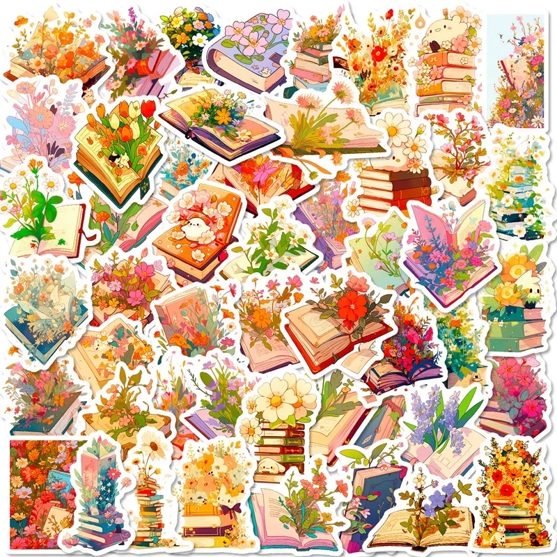 10/30/50PCS Vintage Flower Book PVC Sticker Aesthetic Children\'s DIY Decoration Scrapbooking Korean Stationery School Supplies