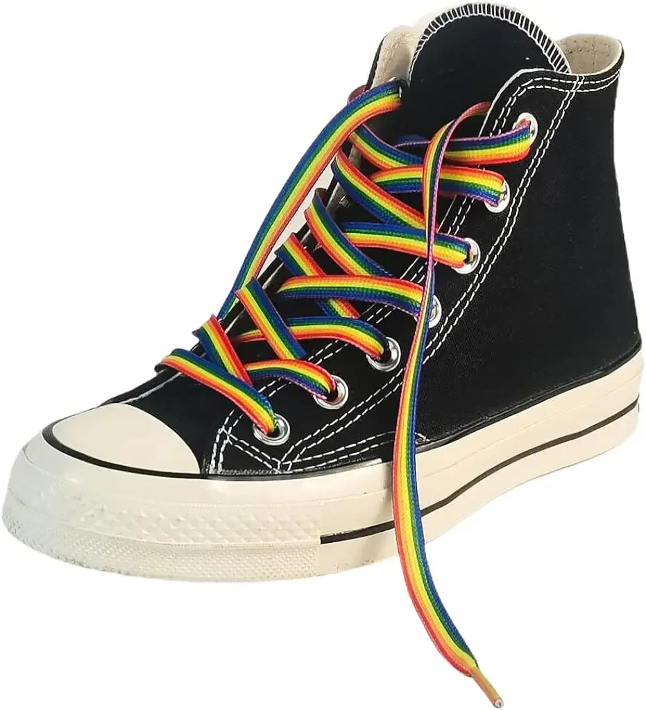 Rainbow Shoelace Long Rainbow Laces for Sneakers LGBTQ Bisexual Lesbian Gay Non-Binary Transgender Asexual Colorful Shoelaces