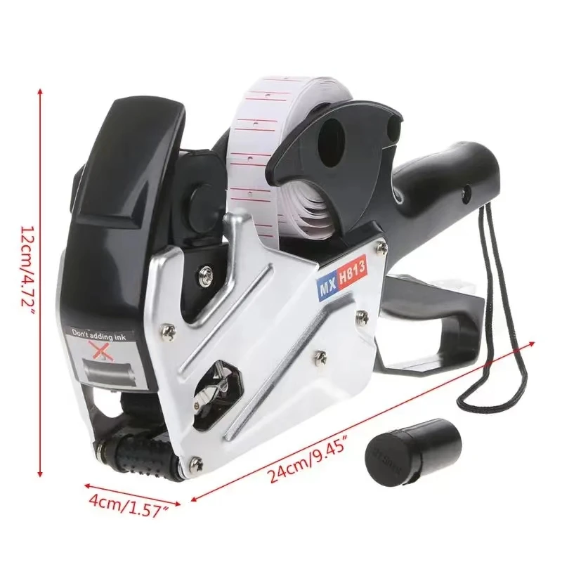 MX-H813 A-line 8 Digits Price Tag Gun Labeler Tag Labeller Label Paper For Retail Store Pricing Tag Display Tool + Ink Roller