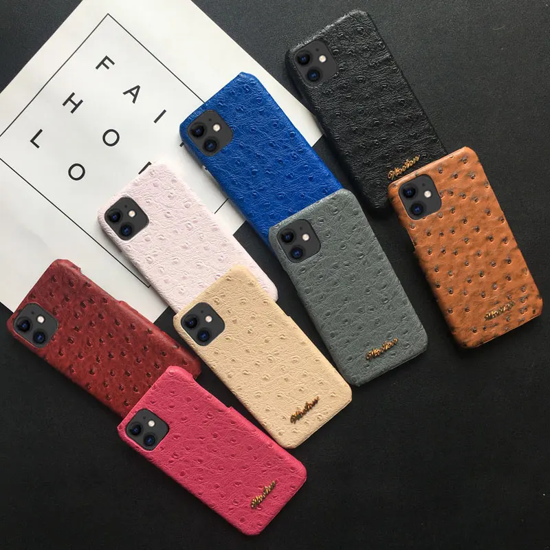 Ostrich Imitation Leather PU Case For iPhone 13 12 11 Pro X XS Max XR Back Hard Cover For iphone 5 6s 6 7 8 Plus Protective Case