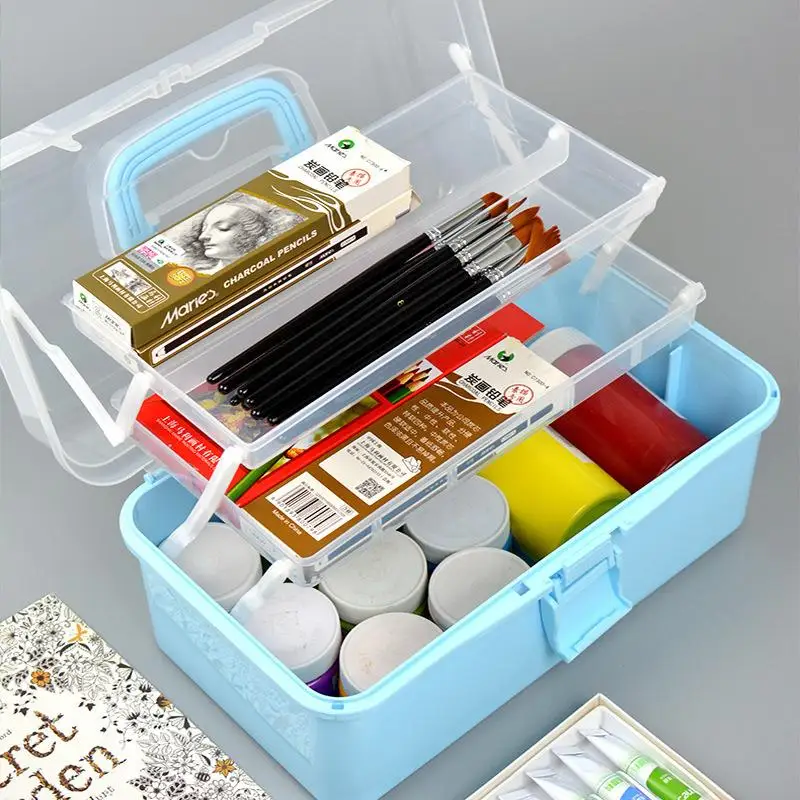 Portable Storage Box Foldable For Stamp Wax Scrapbook Storage Transparent Large Hairpin Box Makeup Organizer Nail Jewelry Box