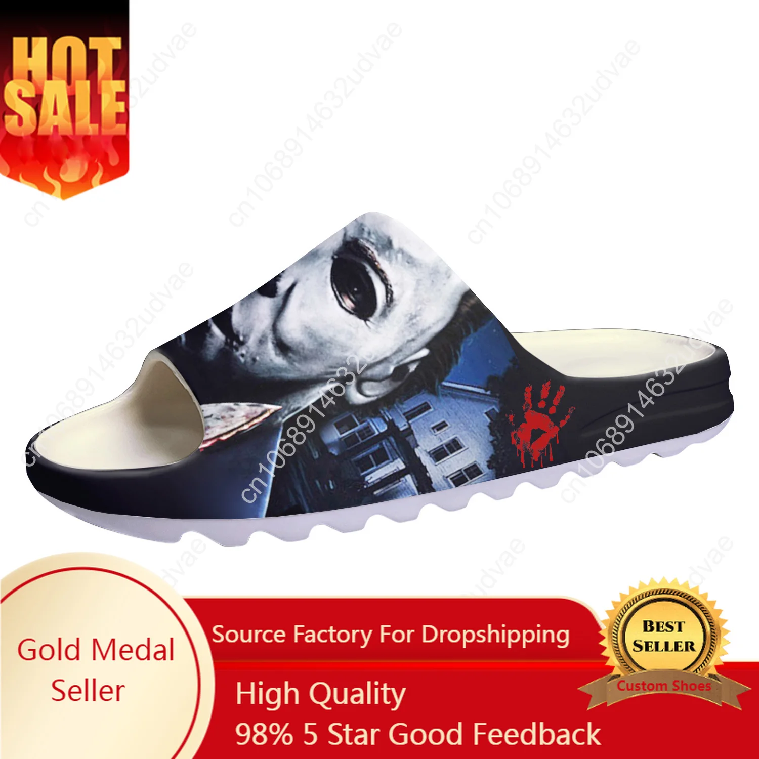 Movie Michael Myers Soft Sole Sllipers Home Clogs Horror Halloween Custom Water Shoes Mens Womens Teenager Step in Sandals