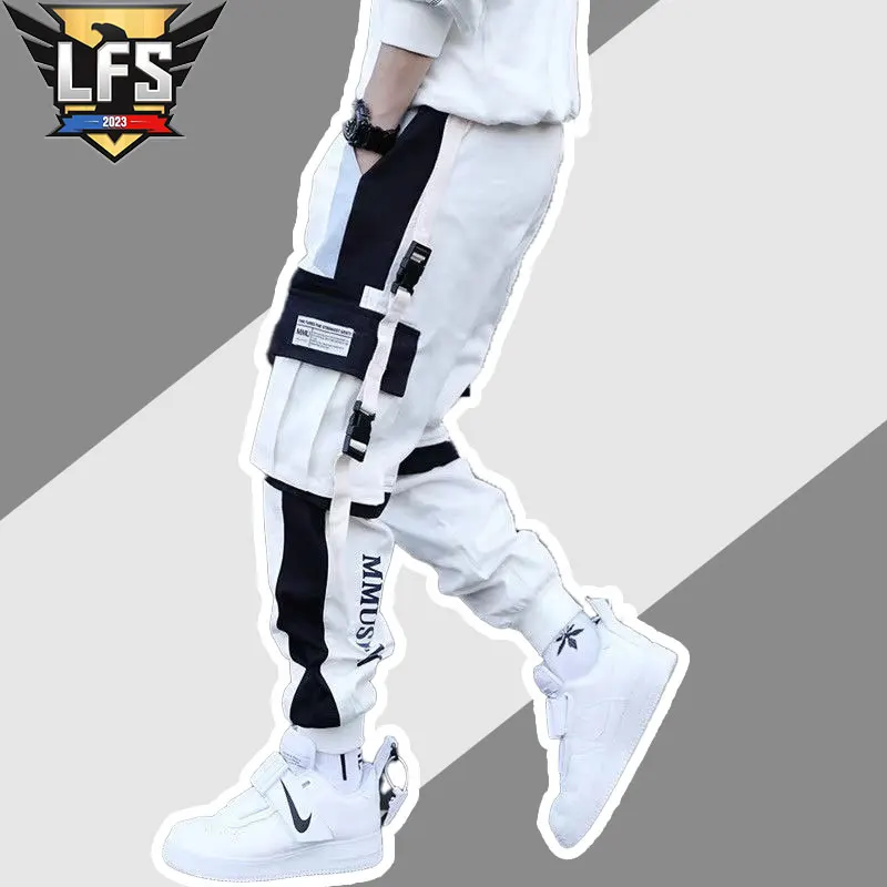 

Harajuku-inspired Fashion for Men Multi-pocket Cargo Harem Pants with A Streetwear Edge Casual Wear Hip Hop-inspired Track Pants