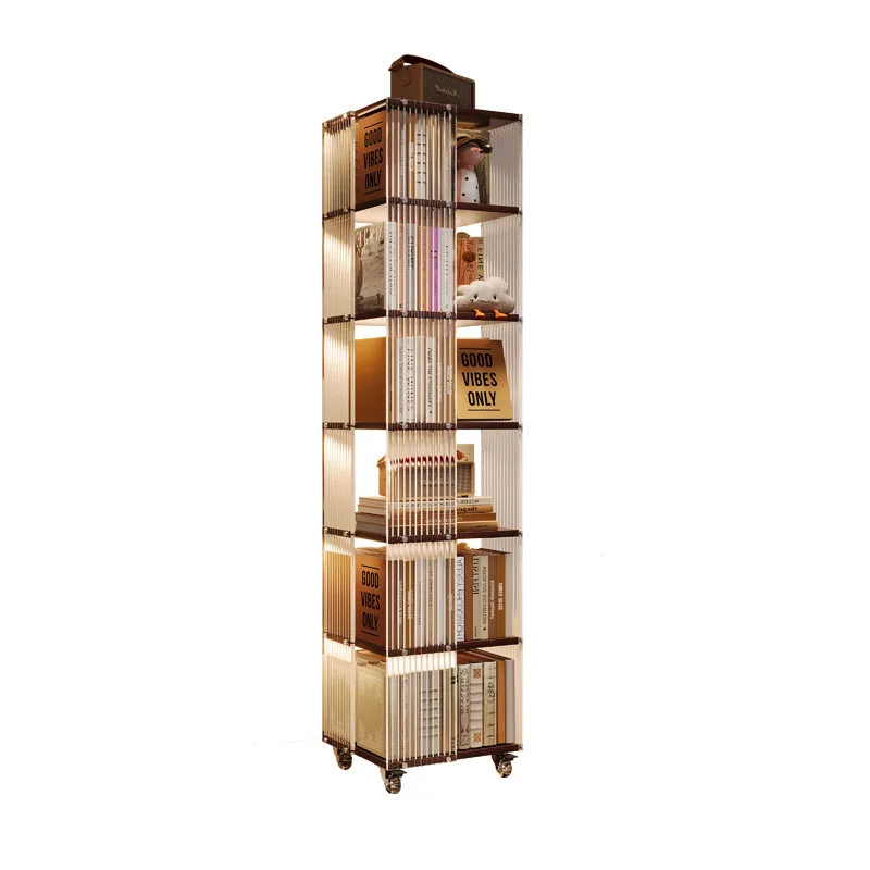 360 degree transparent acrylic rotating bookshelf children's picture book storage rack