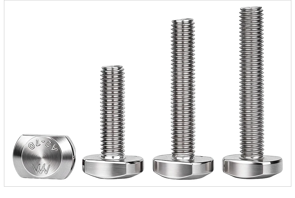 304 SS A2-70 T-Bolzen mit Vierkantkopf, T-Nut-Bolzen, GB37 Hammerkopfschraube M5 M6 M8 M10 M12, metrischer Befestigungseinsatz für T-Nut-Schienen – Detail 8