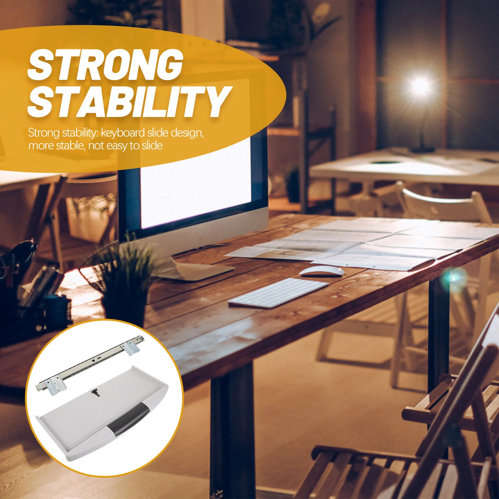 

1Set Large Keyboard Tray Under Desk Slide Out Drawer ABS Durable Ergonomic Comfortable Typing Posture Keyboard Holder