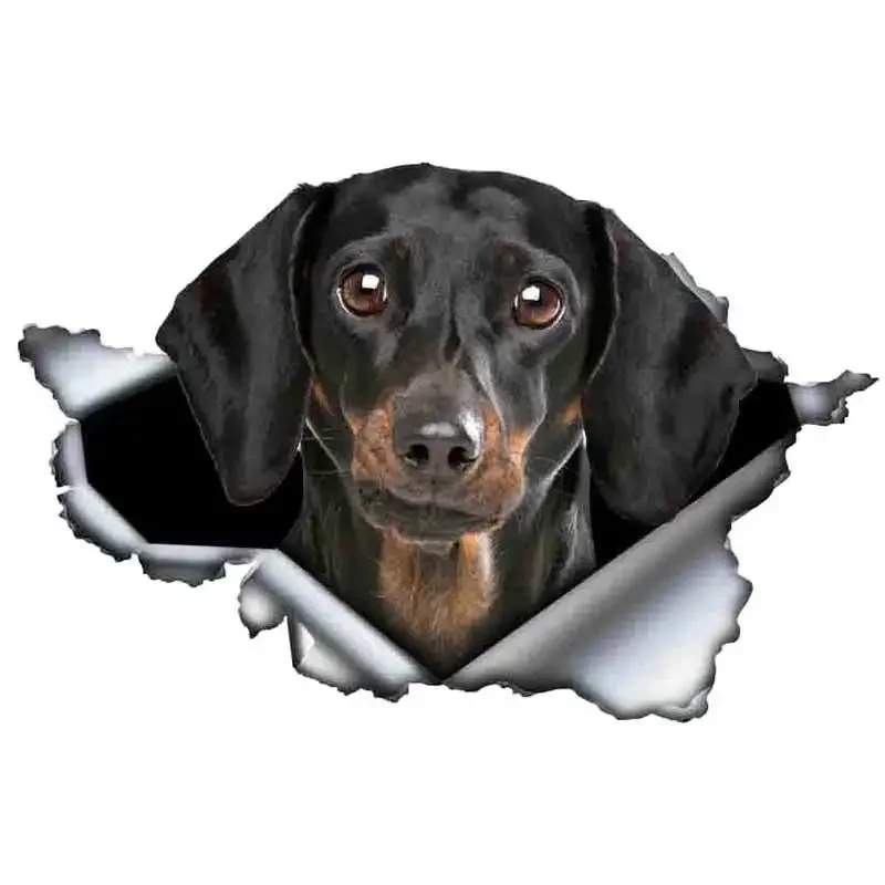 13cm X 9cm 3D Tan Dachshund Animal Car Sticker Torn Metal Decal Reflective Stickers Waterproof Car Styling Pet Dog Decals,KK