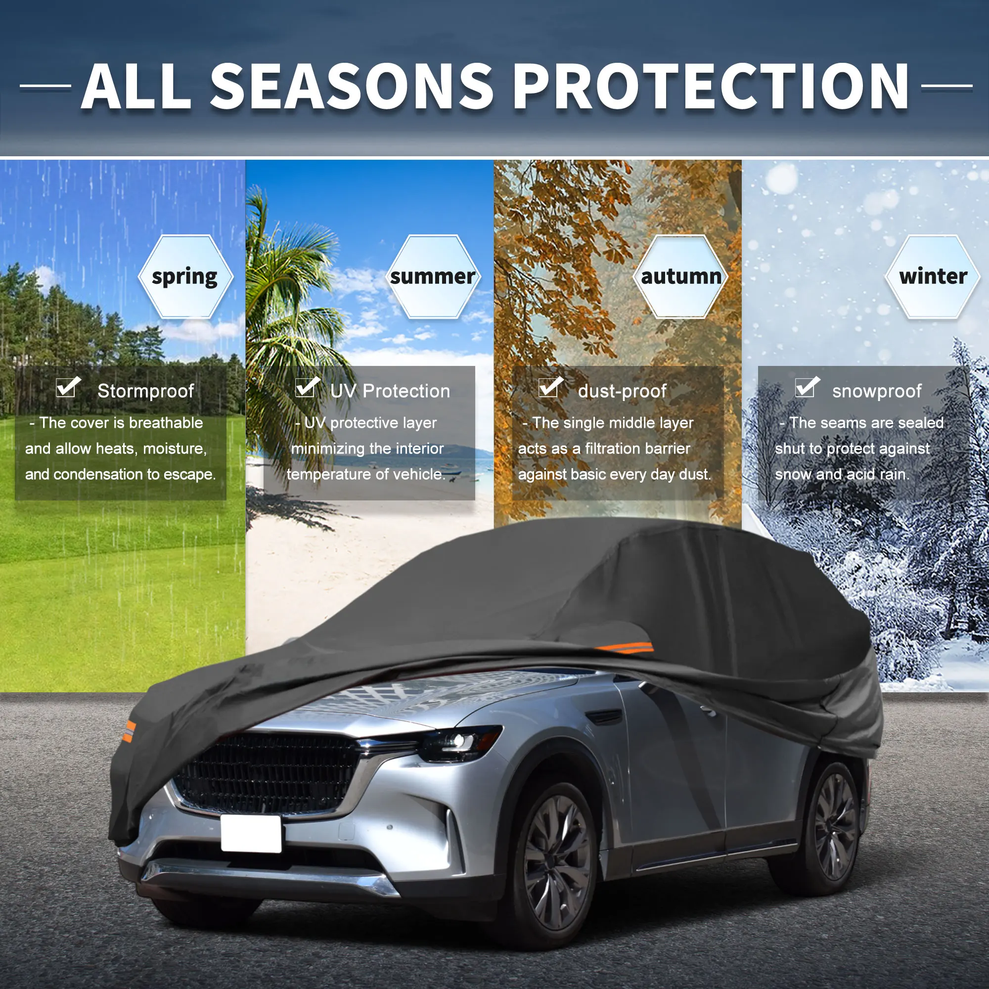 

Автомобильный чехол Uxcell с левой боковой молнией, алюминиевая пленка для Mazda Cx-9