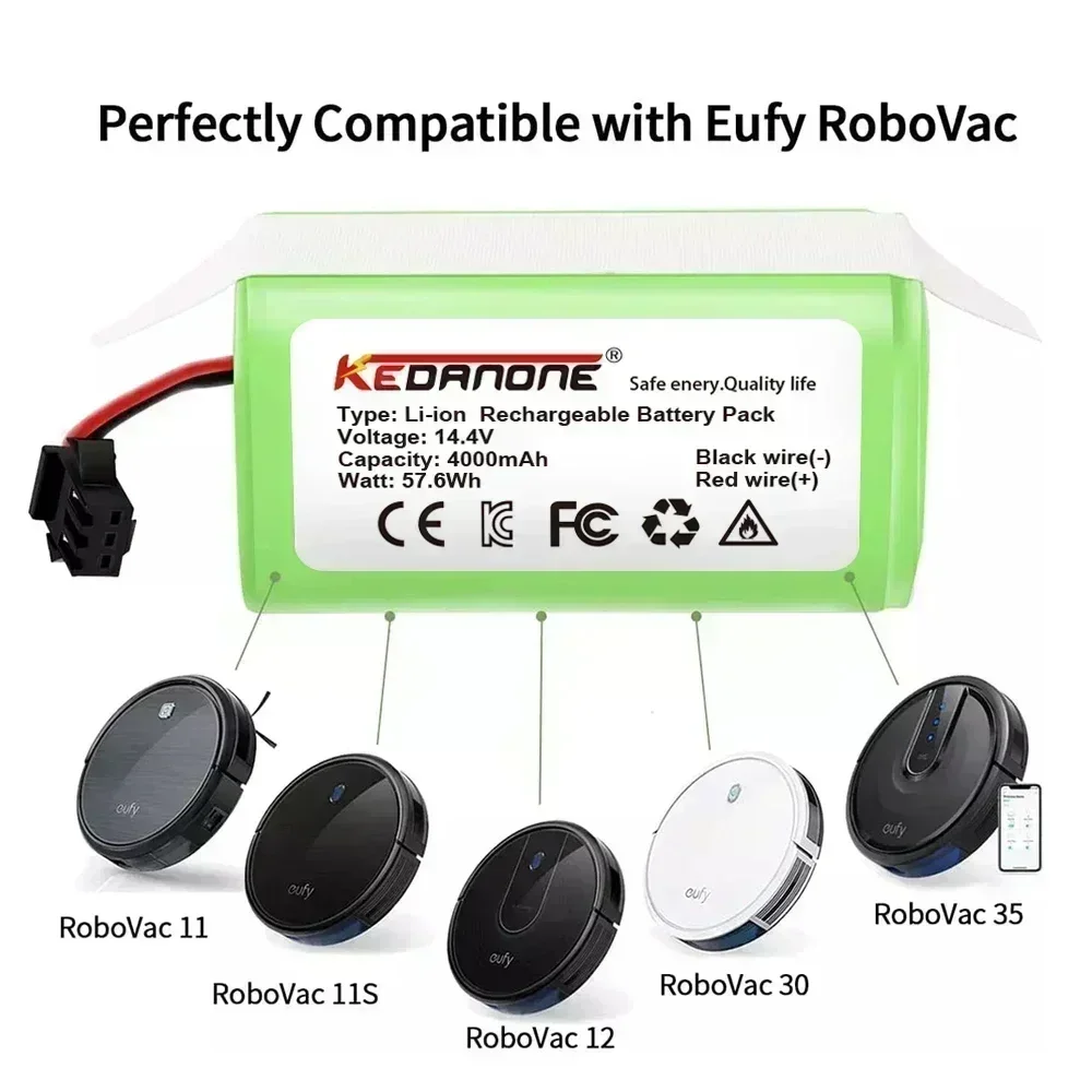 Литий-ионный аккумулятор 14,4 В, 4,0 Ач для Cecotec Conga Excellence 950 990 1090 Ecovacs Deebot DN621 601/605 Eufy RoboVac 35C Panda i7