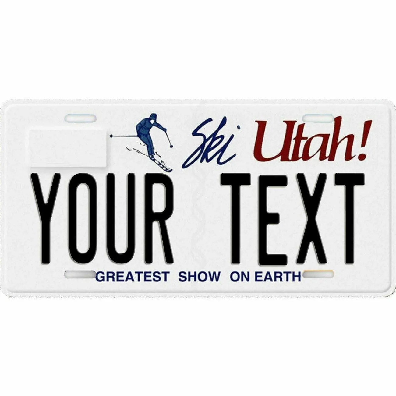 Utah Ski White Greatest Snow On Earth Metallschild mit individuellem Text und Namen, Heimdekoration, staubdicht, wasserdicht (nur Dekoration)