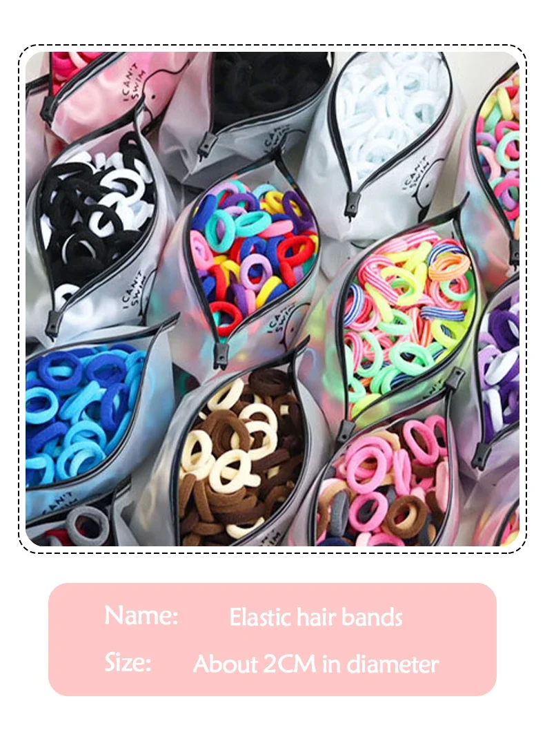 100 teile/satz Kinder Elastische Haarbänder Mädchen Gummiband Für Kinder Süßigkeiten Scrunchie Haar Krawatten Clip Stirnband Baby Haar Zubehör – Detail 3