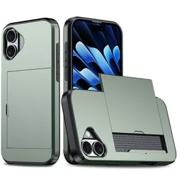 For iPhone 17 Air 16E 16 15 Pro Max 14 Plus 13 12 11 Wallet Cover Credit Card Holder Slot Sliding Pocket Protective Phone Case