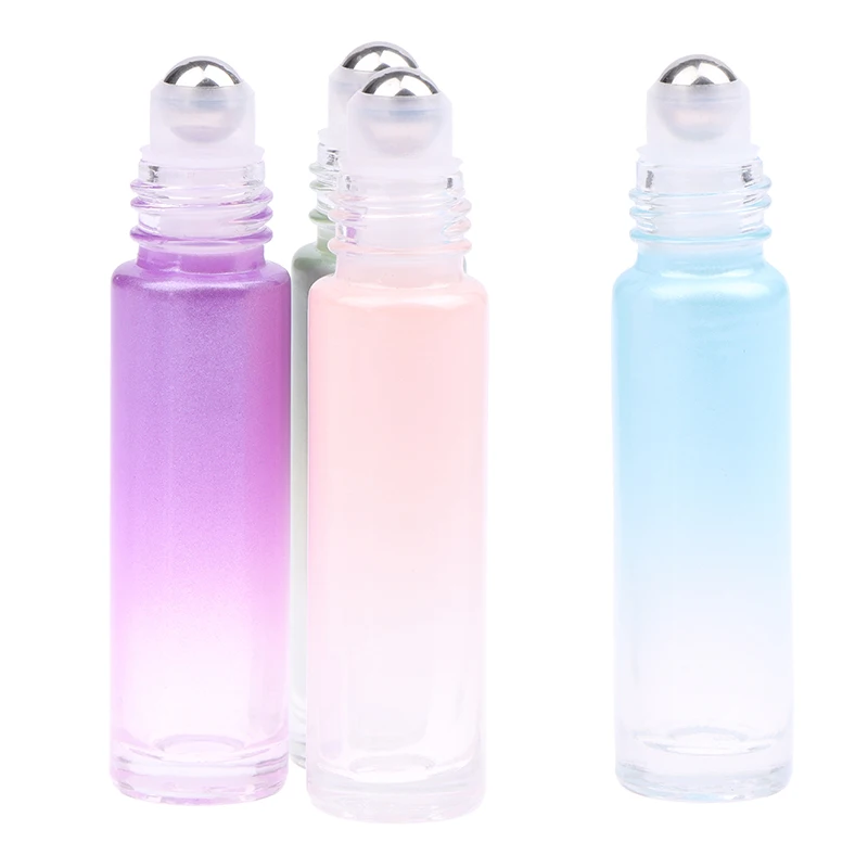 Glass Roll On Bottles 10ml Gradient Color Empty Bottle Roller Ball Bottle For Essential Oil Travel