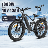 Electric Bike X26B 1000W Powerful Motor 48V13Ah Lithium Battery E Bike Adult Mountain Snow 26*4.0 Inch Fat Tire Electric Bicycle