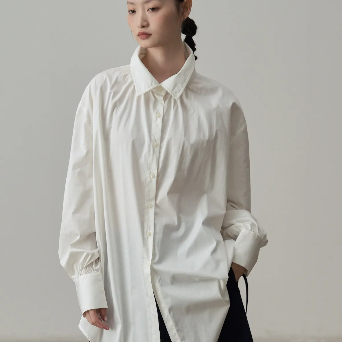 

SuperAen Simple Shirt for Women 2026 Spring New Oversize White Loose Long-sleeved Sunscreen Shirts
