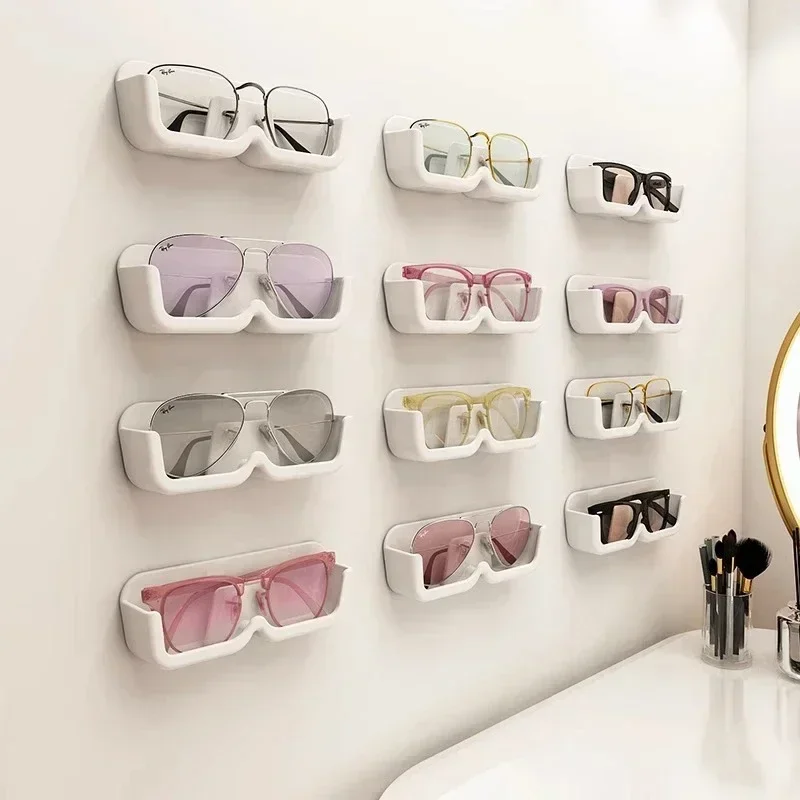 Glasses Display Cabinet Sunglasses Storage Box Wall Mounted Perforated Free Sunglasses Storage Glasses Rack Home Tidying