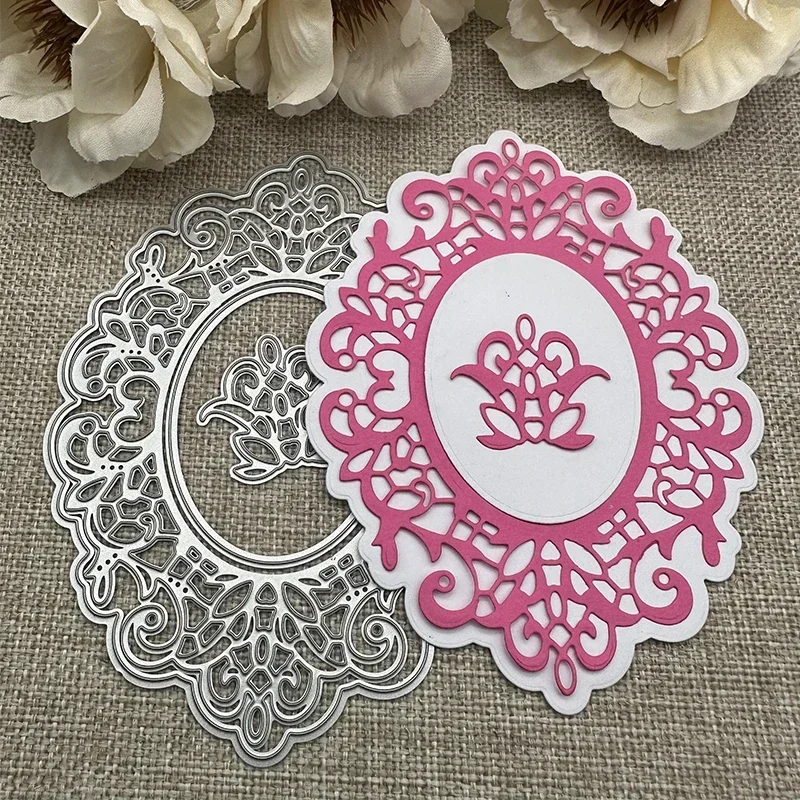

Lace oval flower frame Metal Cutting Dies Stencils For DIY Scrapbooking Decorative Handcraft Die Cutting Template Mold