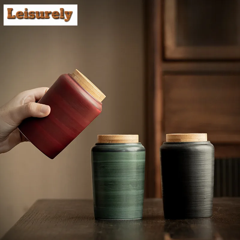 

280ML Retro Powder Yin Lacquer Black Tea Box Organizer Moisture-proof Zen Storage Tank Containers Tea Caddy Tea Services Craft