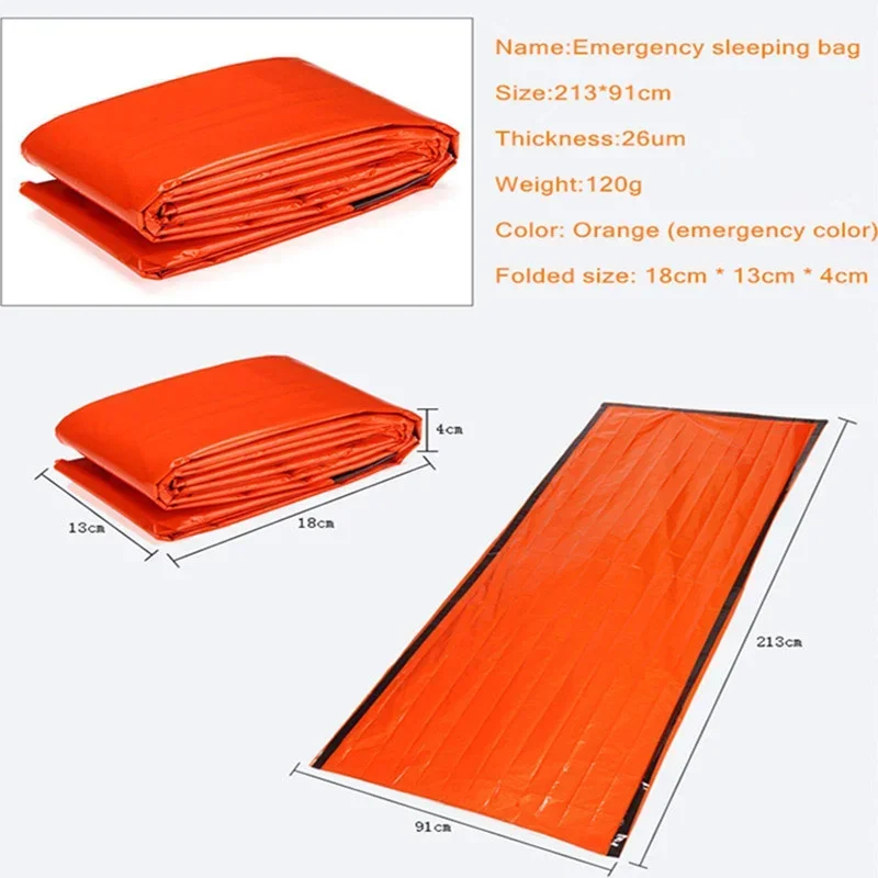 1pc Outdoor Camping Emergency Sleeping Bag Thermal Keep Warm Waterproof  First Aid Emergency Hiking Safety