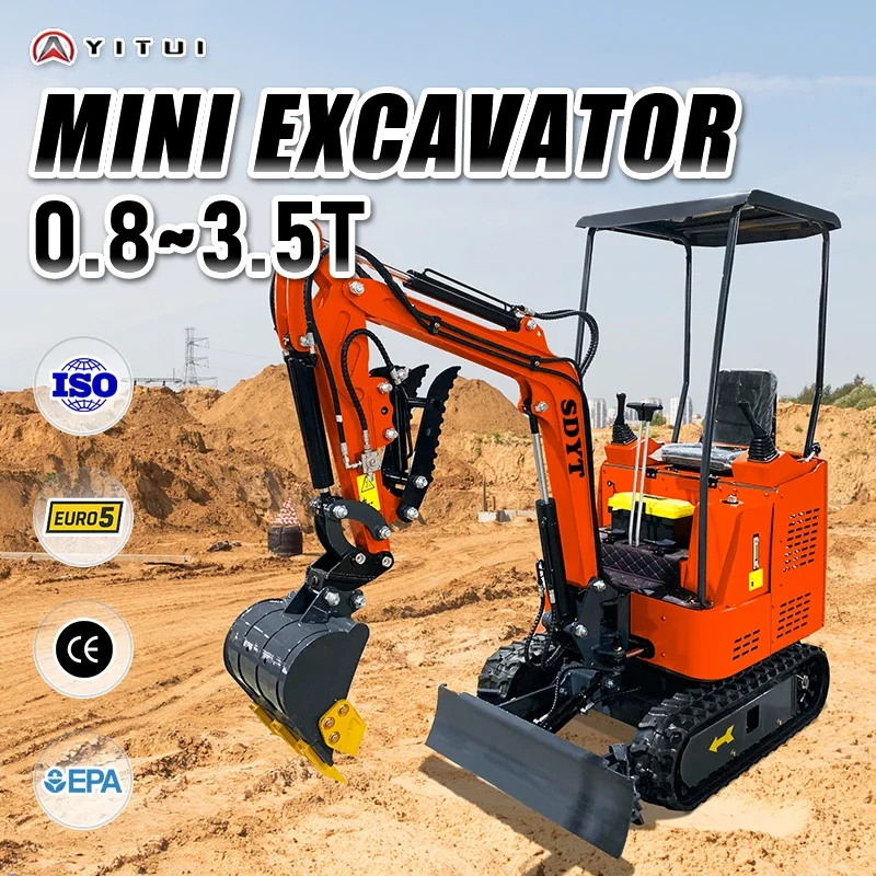 Miniexcavadora personalizada, motor Kubota de alta calidad, Ce Epa Euro 5, miniexcavadora hidráulica agrícola de 1,2 toneladas