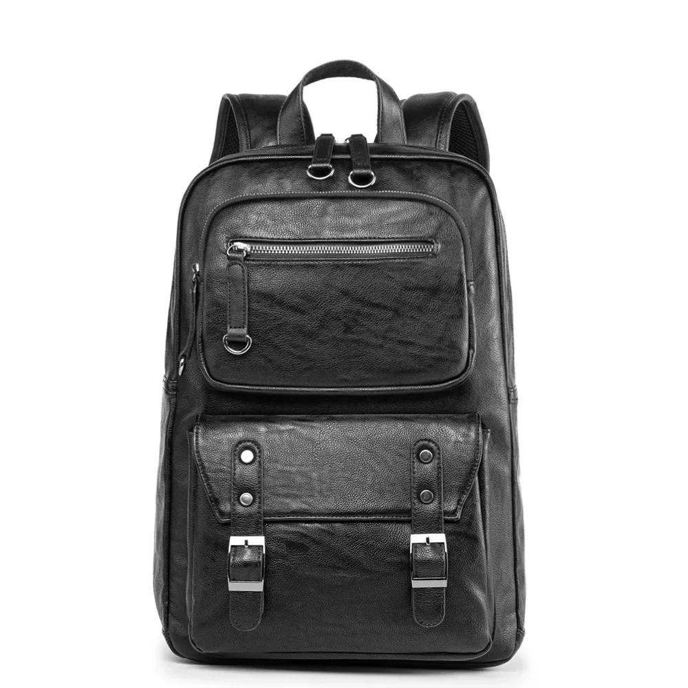 2024 New Fashion Men Backpacks High Quality Pu Leather Male Korean Student Backpack Business Boy Laptop School Computer Bag