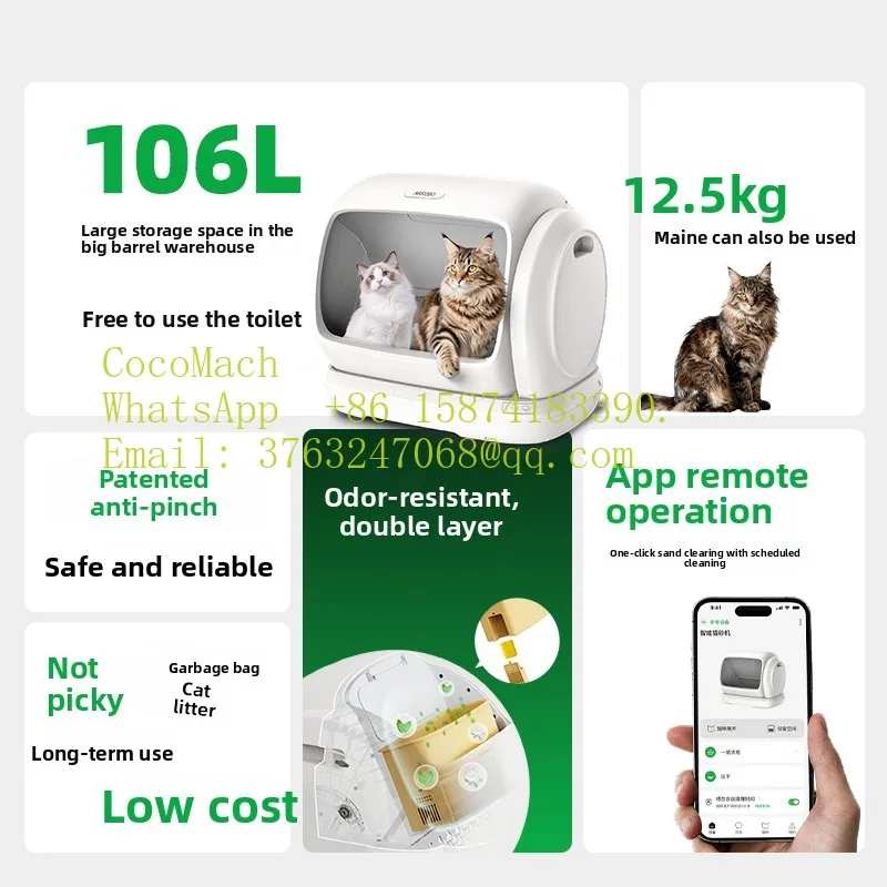 C40 Automatic Cat Litter Box Smart Self Cleaning Open Top Extra Large Capacity Electric Cat Toilet for Multiple Cats