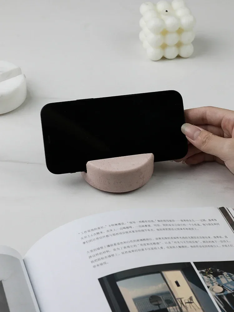 Ahunderjiaz-Natural Marble Cell Phone Display Stand, Light Luxury Home Decoration, Desktop Ornament Base, Decorative Shelves
