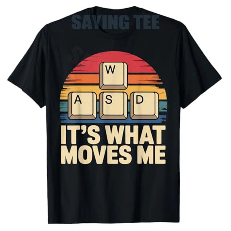Retro WASD Gaming Keys Funny PC Gamer Design T-Shirt Y2k Video Game Lover Graphic Outfit Short Sleeve Saying Tee Novelty Gifts