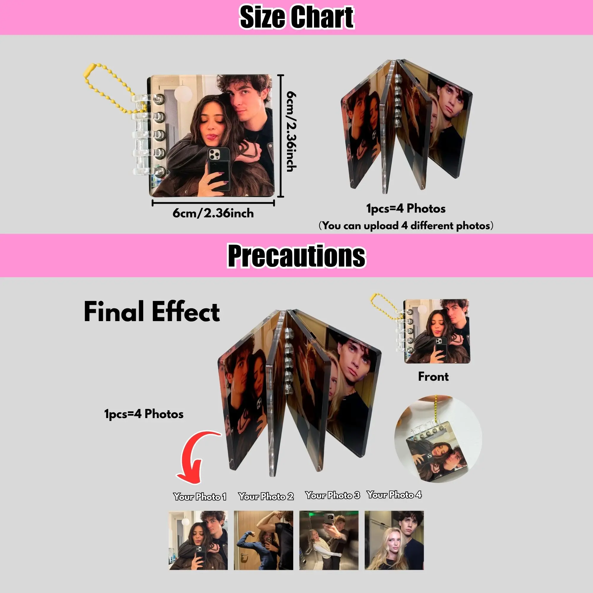 Custom Acrylic Photo Albums, Personalized Acrylic Photo Keychains, Bag Accessories, Commemorative Gifts, Gifts For Couples.