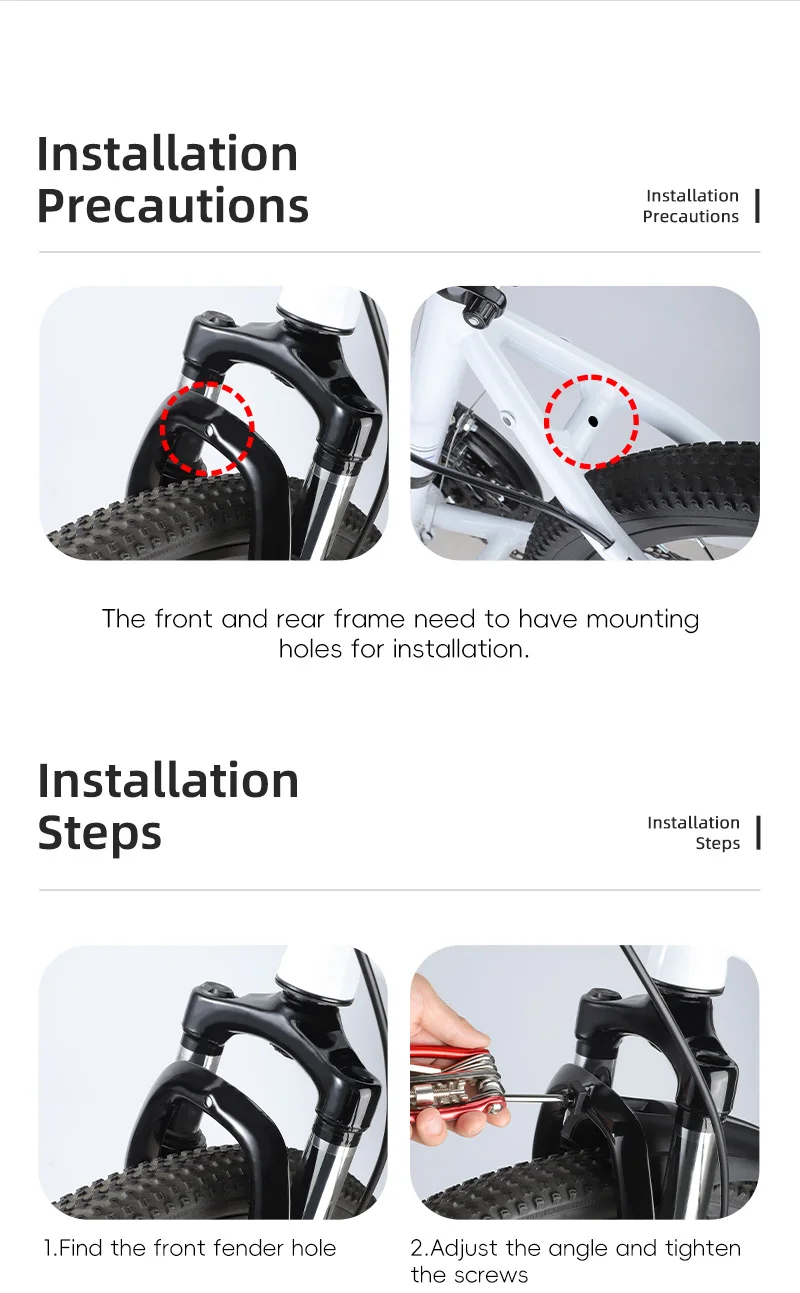 WEST BIKING Breite Fahrrad-Schutzbleche, Hohlschutzblech-Set für 20-24 Zoll Mountainbikes, für Regenfahrten auf dem Trail, aus strapazierfähigem PP-Kunststoff – Detail 10
