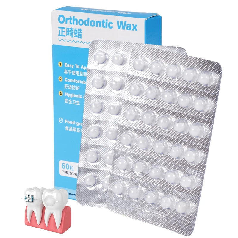 

﻿ 60 шт./упак. Стоматологический гранулированный ортодонтический защитный воск для брекетов, портативный воск от скрежета зубами, для защиты десен