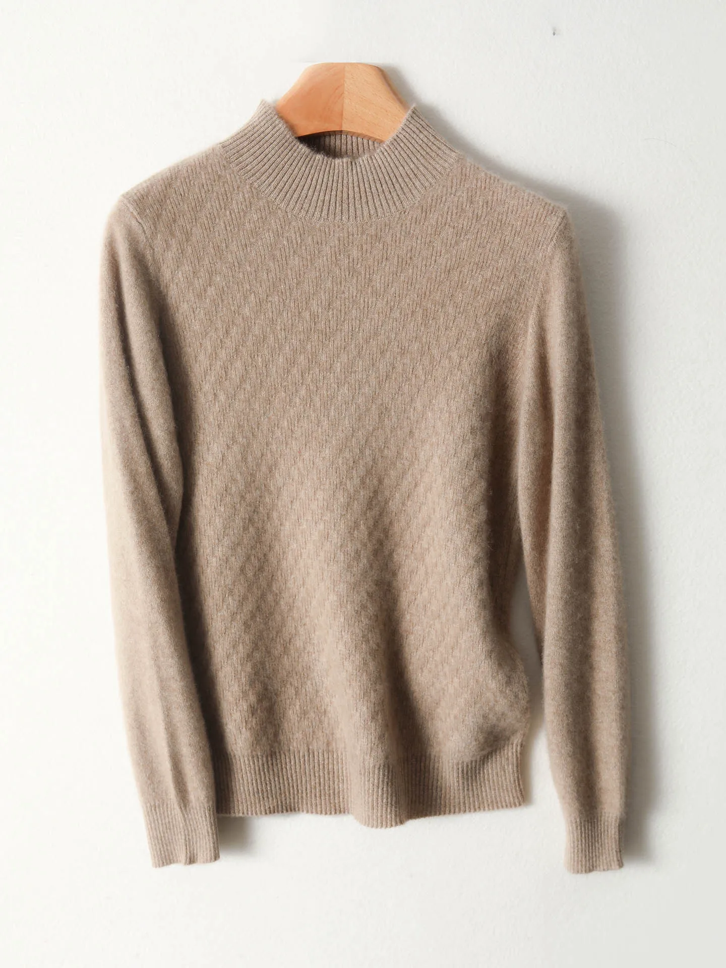 Sweter damski z wełny merino 100%, z półgolfem, gruby, na jesień i zimę, casualowy, modny, dzianinowy, z kaszmirem.