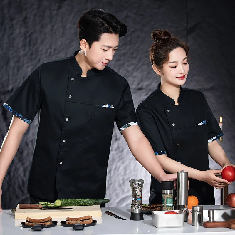 

Hotel Restaurant Kitchen Work Uniform Short Sleeve Chef Jacket Bakery Pastry Chef Summer White Kitchen Coat