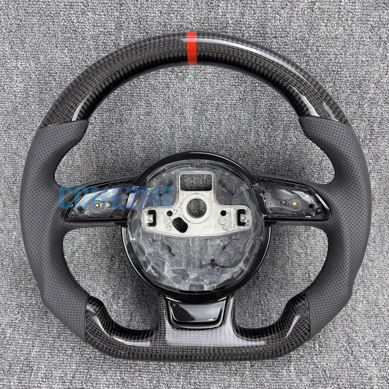 Custom Steering Wheel For Audi A3 A4 A5 A6 A7 Q3 Q5 Q7 Perforated Steering Wheel Flat Bottom Steering Wheel Carbon Fiber