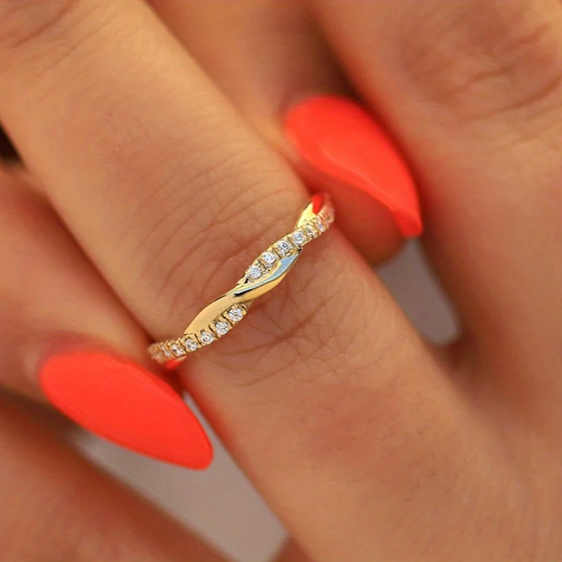 Cubic Zirconia Twist Ring Luxury Finger Jewelry Accessories