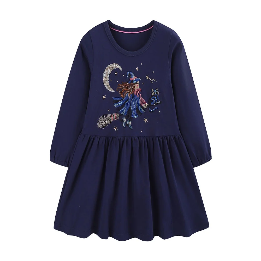 Jumping Meters 2026 Neues Halloween-Prinzessinnenkleid für Mädchen 2-7 Jahre Kleinkinderkleidung mit Stickerei Kinderkleider