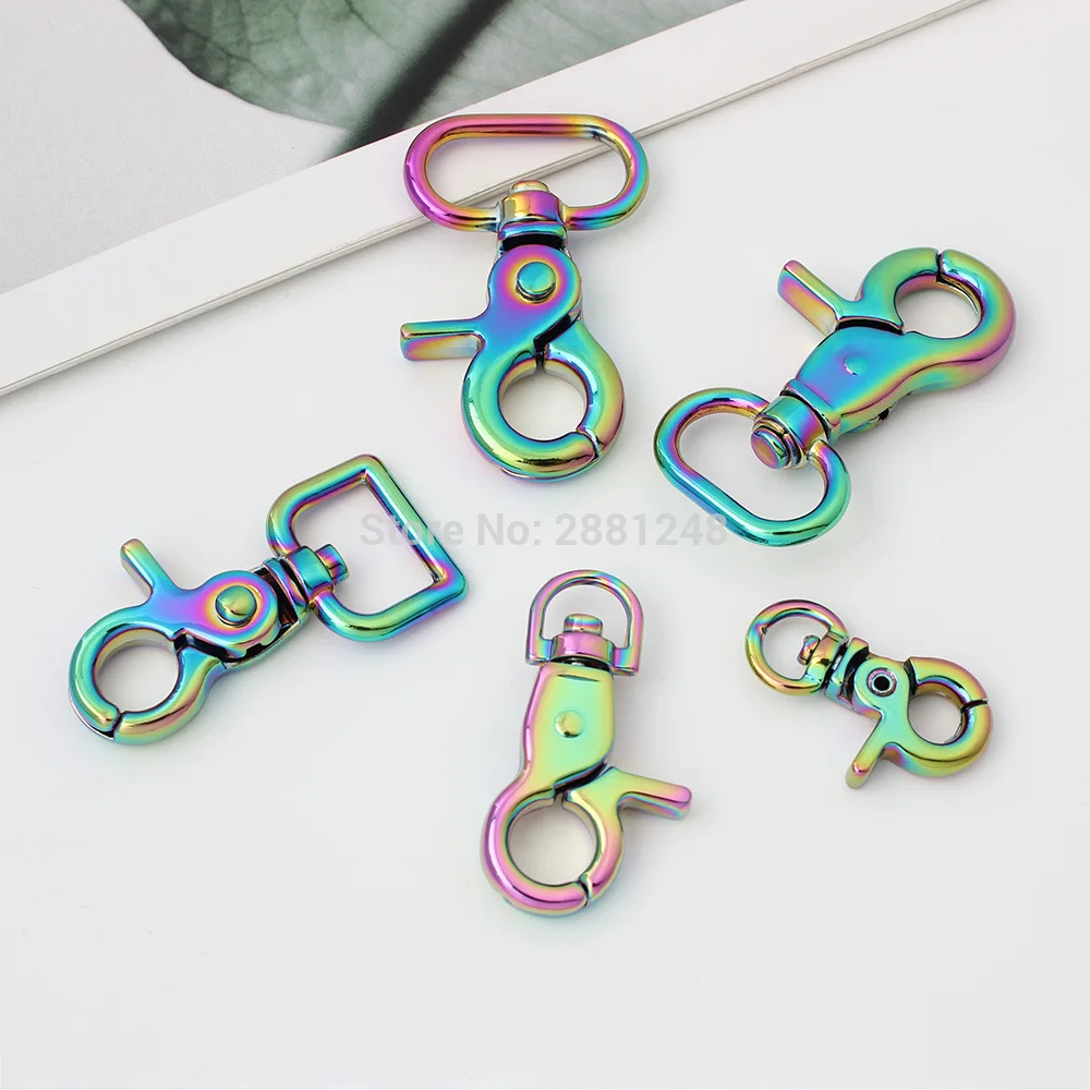 8mm 10mm 17mm  20mm 26mm rainbow High quality Bag Clasps Lobster Swivel Trigger Clips Snap Hook Accessories dog leash