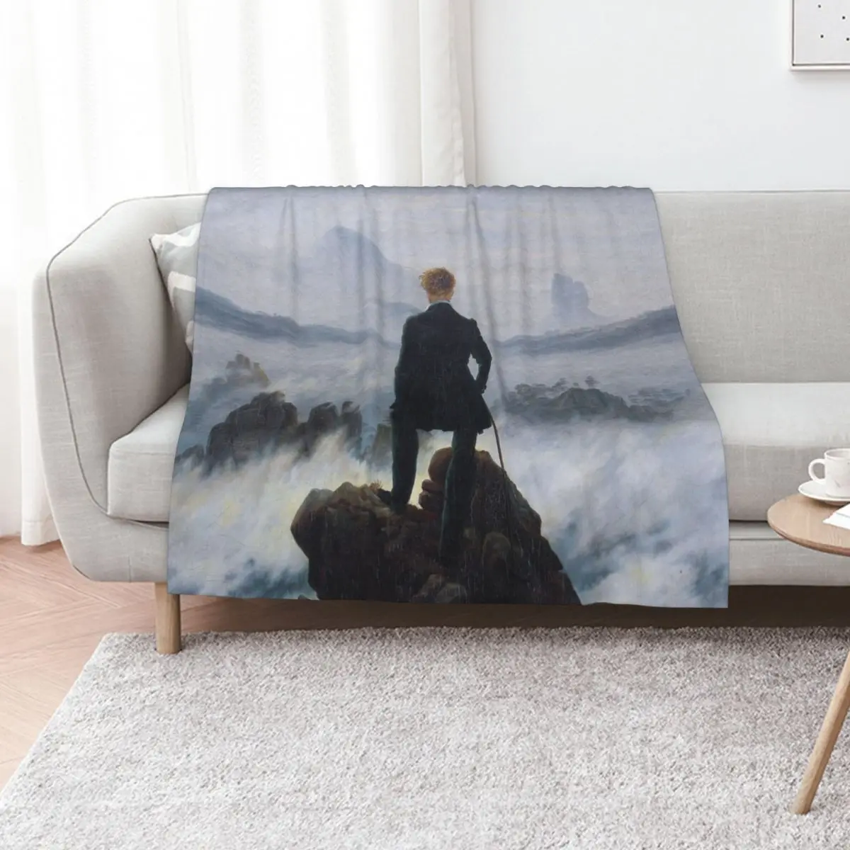 Casper David Friedrich's Wanderer Above the Sea of Fog Throw Blanket Comforter Warm Retros Hair Blankets