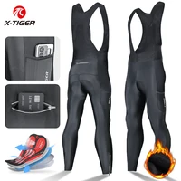 X-TIGER pantalones con pechera de ciclismo para hombre de invierno resistentes al frío mantener caliente lana transpirable 5D Gel Pad TMB pantalones de ciclismo de montaña y carretera
