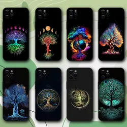 Tree of Life Space Phone Case For iPhone 16,15,14,13,12,11,Pro,X,XS,Max,XR,Plus,Mini Soft Black Cover