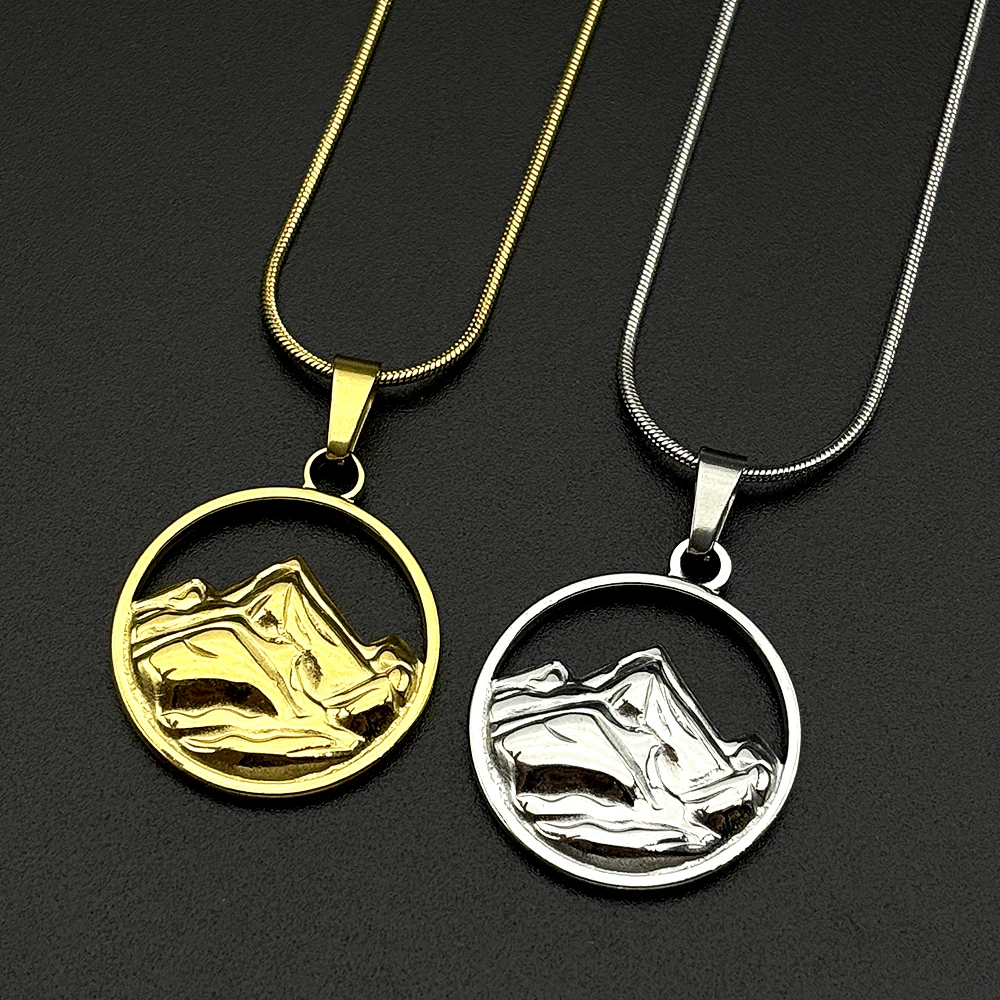 Snowy Mountain Peak Necklace For Women Men Top Hill Gold Color Chokers Hiking Outdoor Travel Stainless Steel Jewelry Gifts