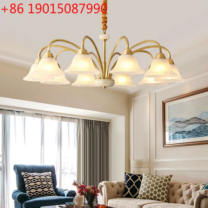 

All copper living room chandelier, light luxury bedroom, retro dining room, villa hall, atmospheric lighting