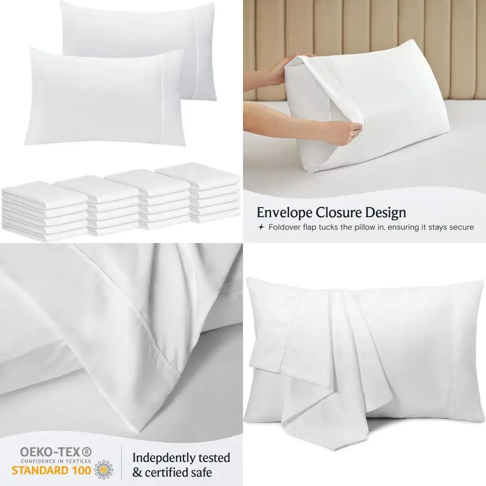 

Экологичный набор наволочек из 20 предметов — устойчивый к морщинам, охлаждающий, с атласной отделкой, шелковистый мягкий, можно стирать в машине, белый размер королевы