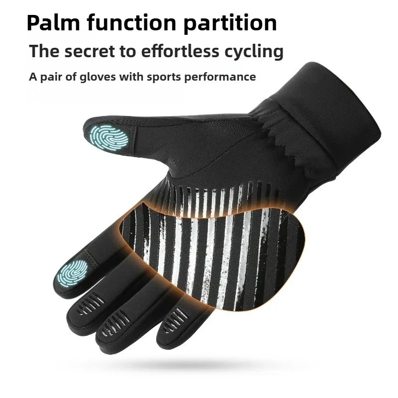 Gants d'hiver pour hommes, coupe-vent, imperméables, antidérapants, doublés en polaire, pour écran tactile, pour cyclisme en plein air, randonnée et temps froid