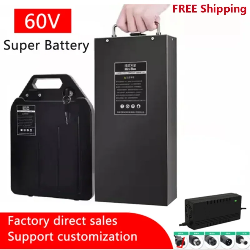 Harley Electric Car Lithium Battery Waterproof 18650 Battery 60V 20Ah for Two Wheel Foldable Citycoco Electric Scooter Bicycle