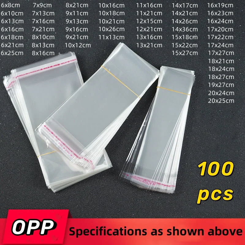 Self-adhesive Transparent Cellophane Bags Self-sealing Small Plastic Bags BakingFoodPackagingCellophane Jewellery Gift Packaging