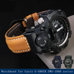 Genuine leather watch strap for Casio G-SHOCK Big Mud King GWG-1000/GB series modified retro leather watchband accessories belt