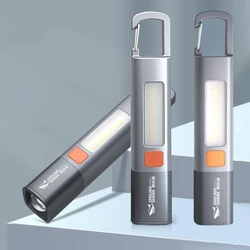 Portable LED Flashlights USB Rechargeable with Hook Zoomable Torch Outdoor Camping Hiking Long-range Emergency Lantern