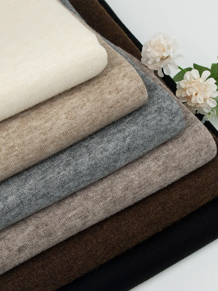 

Autumn Winter Flat Knit Woolen Fabric Warm Elastic Camere Dr Bot irt Pants Clothing Material Mixed Fiber Plain Color