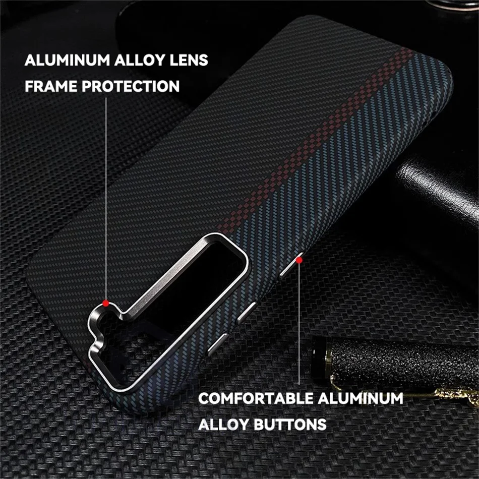 Mganetic Personalized Carbon Fiber Pattern Case For Samsung Galaxy S24 Ultra S23 Plus Metal Lens Matte Hard PC Cover For Magsafe